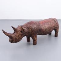 Dimitri Omersa Leather RHINOCEROS Sculpture , Footstool, 74.5W - Sold for $5,120 on 05-16-2026 (Lot 14).jpg